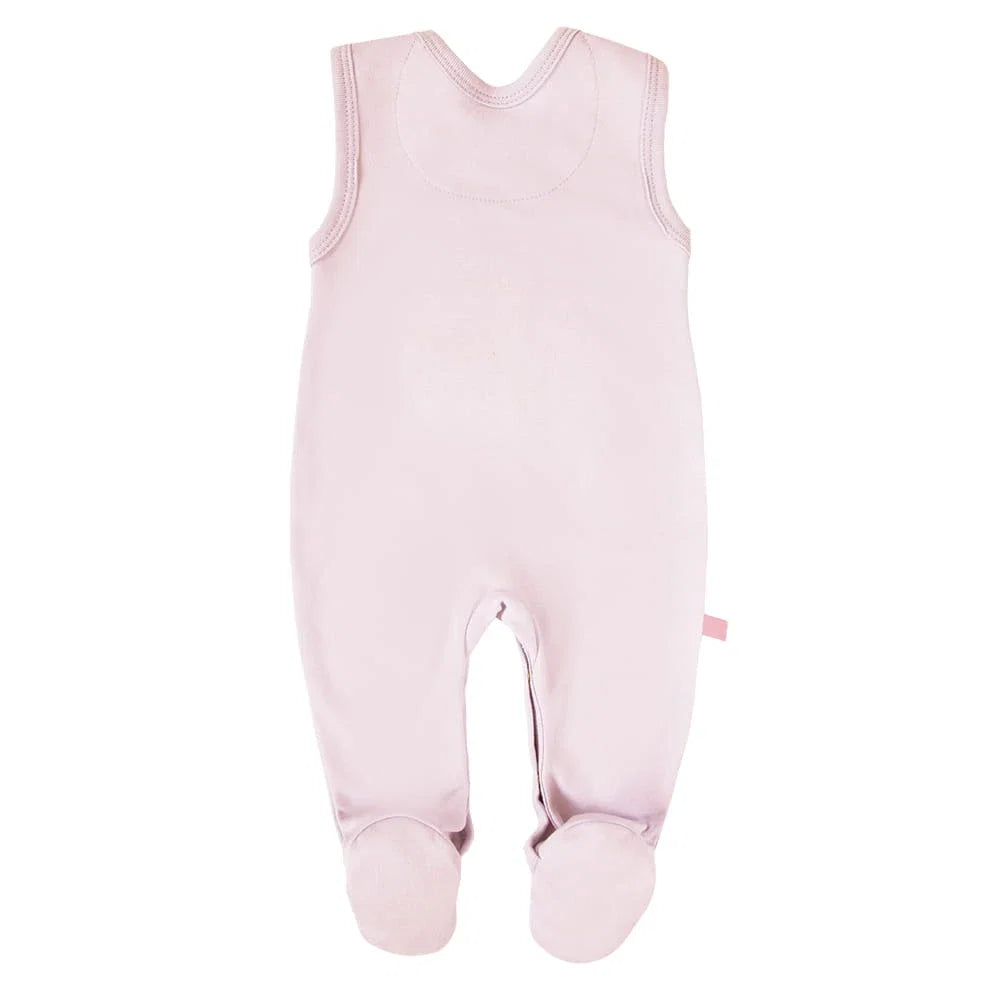 Early Baby Footed Dungarees, Embroidered Bunny Design - Pink Dungaree EEVI 