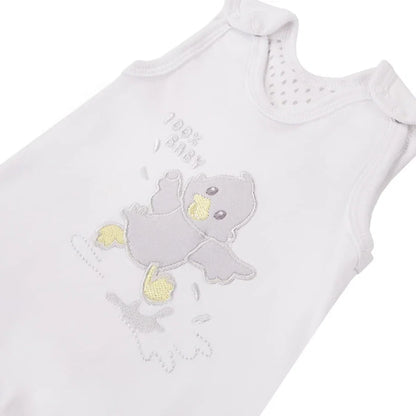 Early Baby Footed Dungarees, Embroidered Chick Design - White Dungaree EEVI 