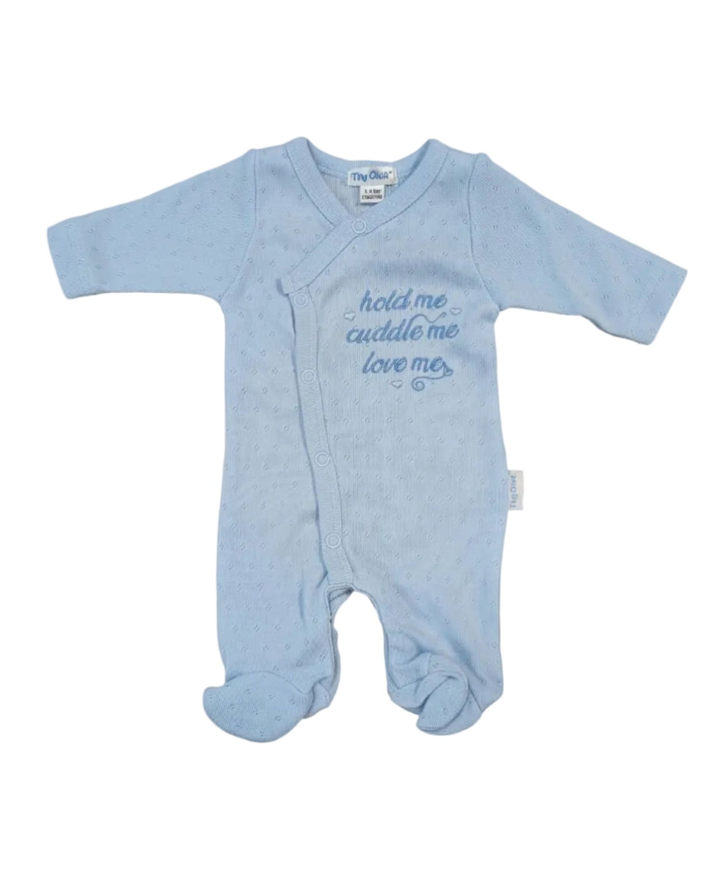 Sky Blue "Hold Me" All In One All In One Sleepsuit / Babygrow Tiny Chick 
