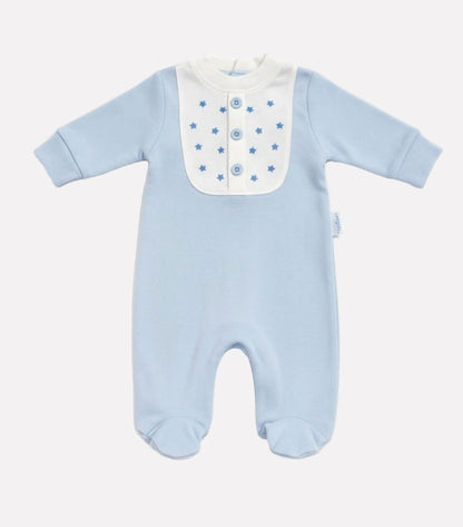 Blue "Stars" All In One Sleepsuit / Babygrow Tiny Chick 