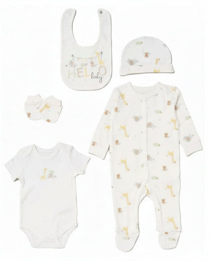 'Hello Baby Animals' 5 Piece Layette Gift Set Rock a Bye Baby