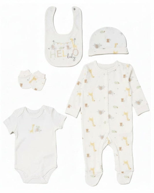 'Hello Baby Animals' 5 Piece Layette Gift Set Rock a Bye Baby