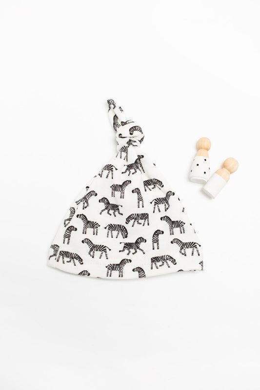 Premature Baby Hat, Knotted, Little Zebras, Premium 100% Organic Cotton Hat Tiny & Small 