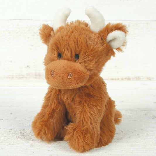 Scottish Highland Cow Soft Plush Toy Mini Brown -11cm tall Toy Jomanda 