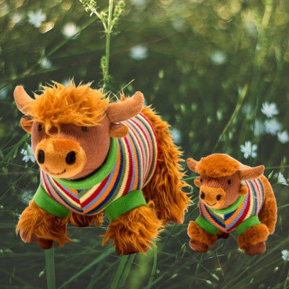 Best Years Ltd - Highland Cow Baby Rattle with Knitted Stripe Jumper