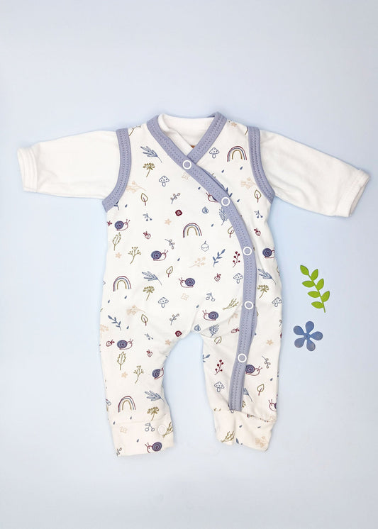 Dungaree & Top Set, Acorn Wood (Blue Trim) Dungaree Tiny & Small 