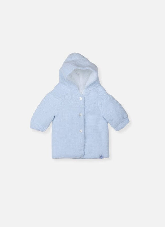Baby Blue Knitted Baby Jacket - 3 Buttons Cardigan / Jacket La Manufacture de Layette 