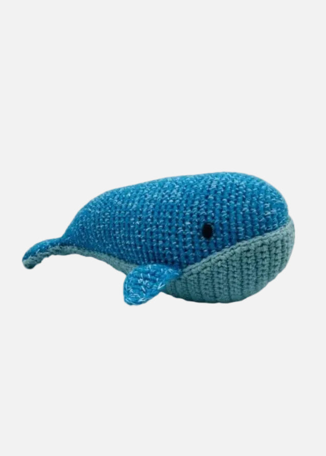 Fair Trade Crochet Whale Baby Rattle Organic Cotton Best Years