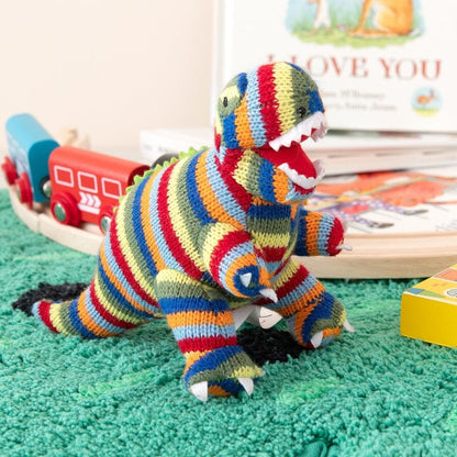Knitted Stripe T Rex Dinosaur Baby Rattle - WAITING FOR IT TO ARRIVE! Toy Best Years 