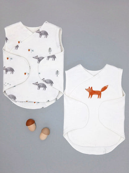 NICU Vest 2 Pack, Organic Cotton, Brave Badger & Clever Fox Bodysuit / Vest Little Dreamer 