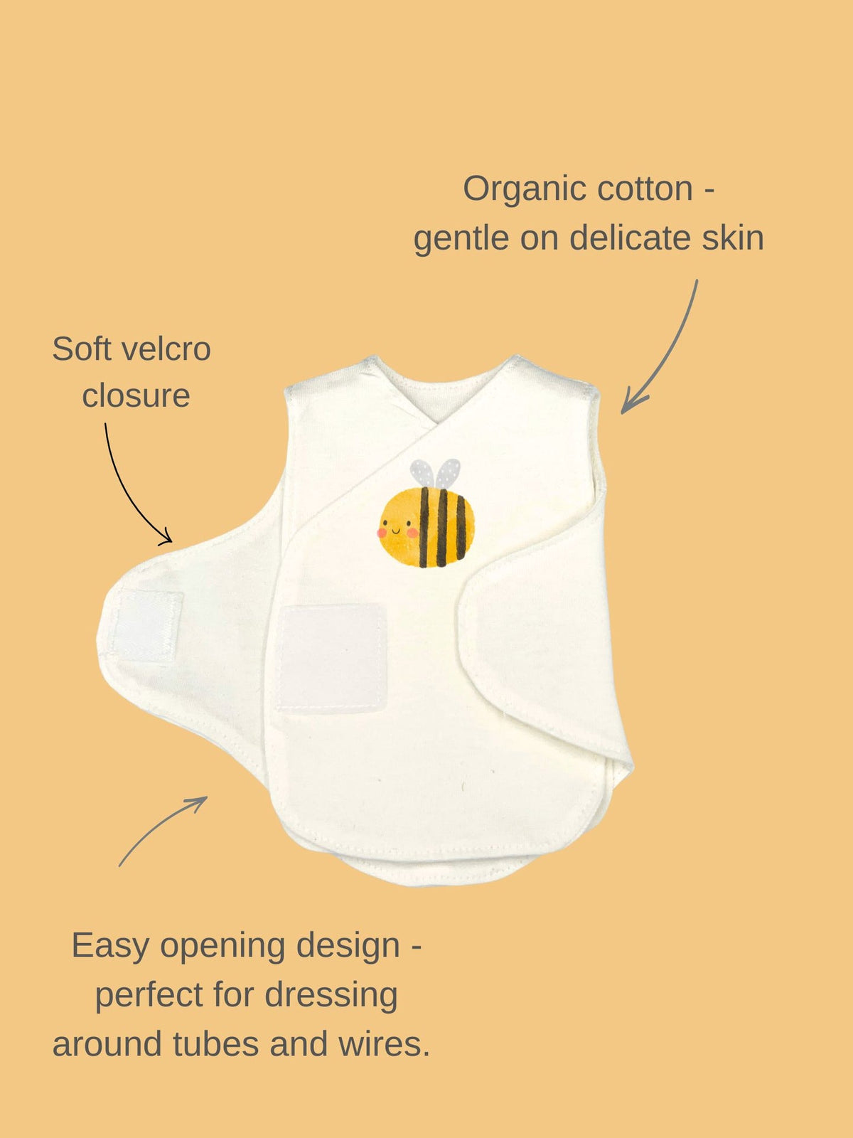Bumble and Bloom organic cotton NICU vest 2 pack, lifestyle shot