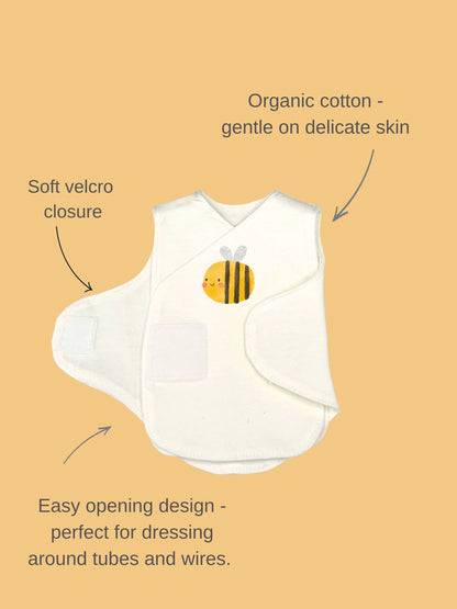 Bumble and Bloom organic cotton NICU vest 2 pack, lifestyle shot