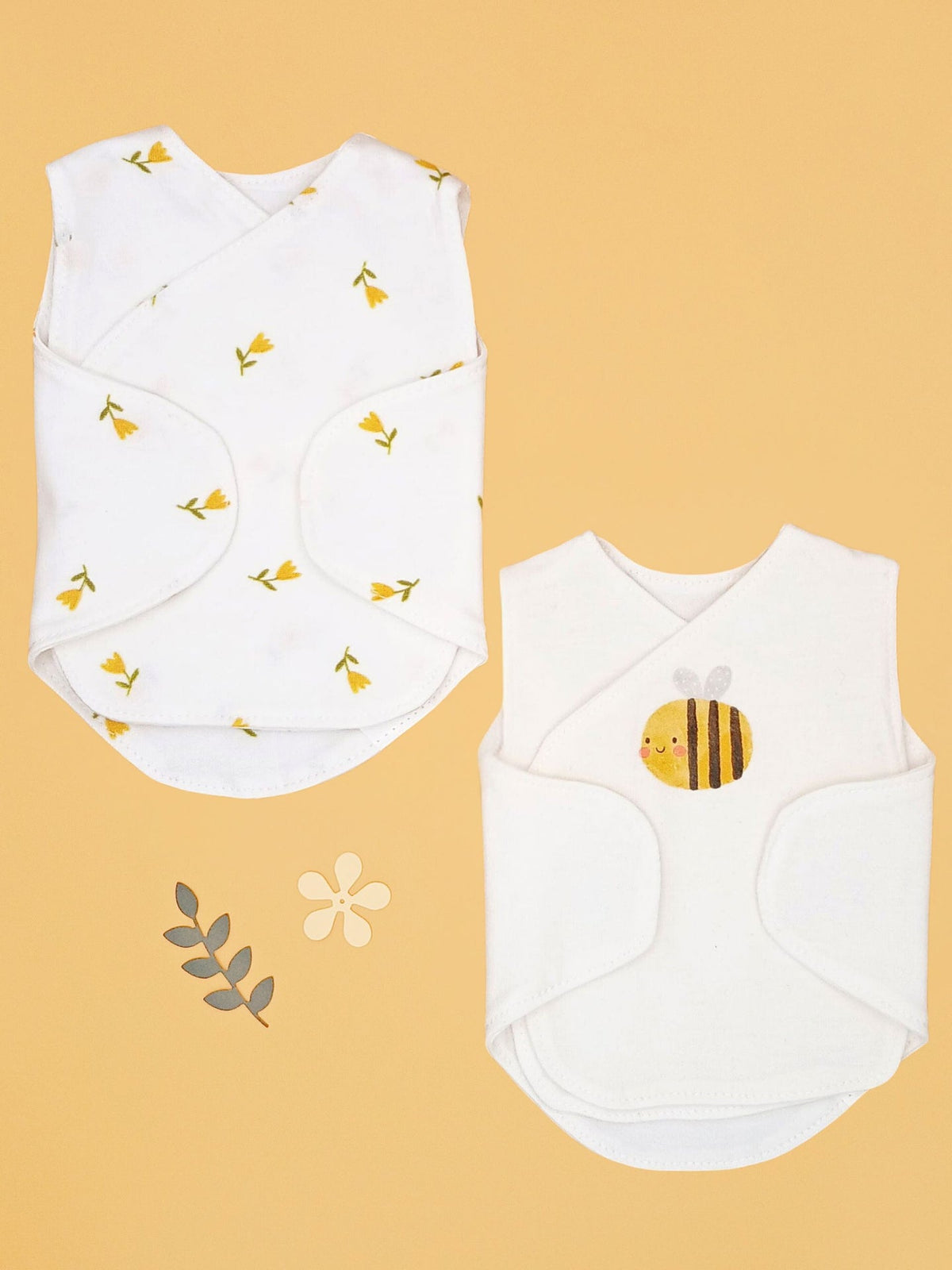 Bumble and Bloom organic cotton incubator vest 2 pack by Little Dreamer, front