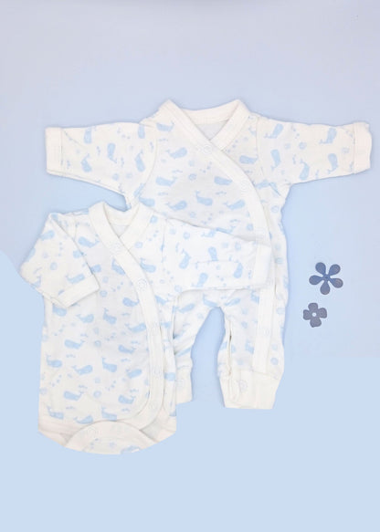Ocean Blue Bundle - Sleepsuit & Bodysuit, 100% Organic Cotton Tiny & Small