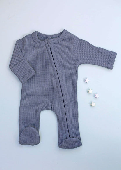 Zipped Premature Baby Sleepsuit, Fold-Over Mitts - Blue Little Dreamer