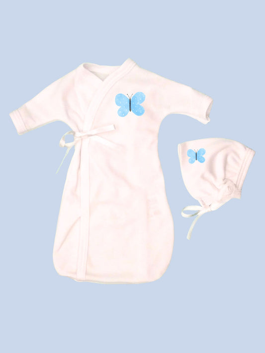 Blue Butterfly Baby Bereavement Gown & Bonnet, Organic (Burial Gown) Bereavement gown Tiny & Small 