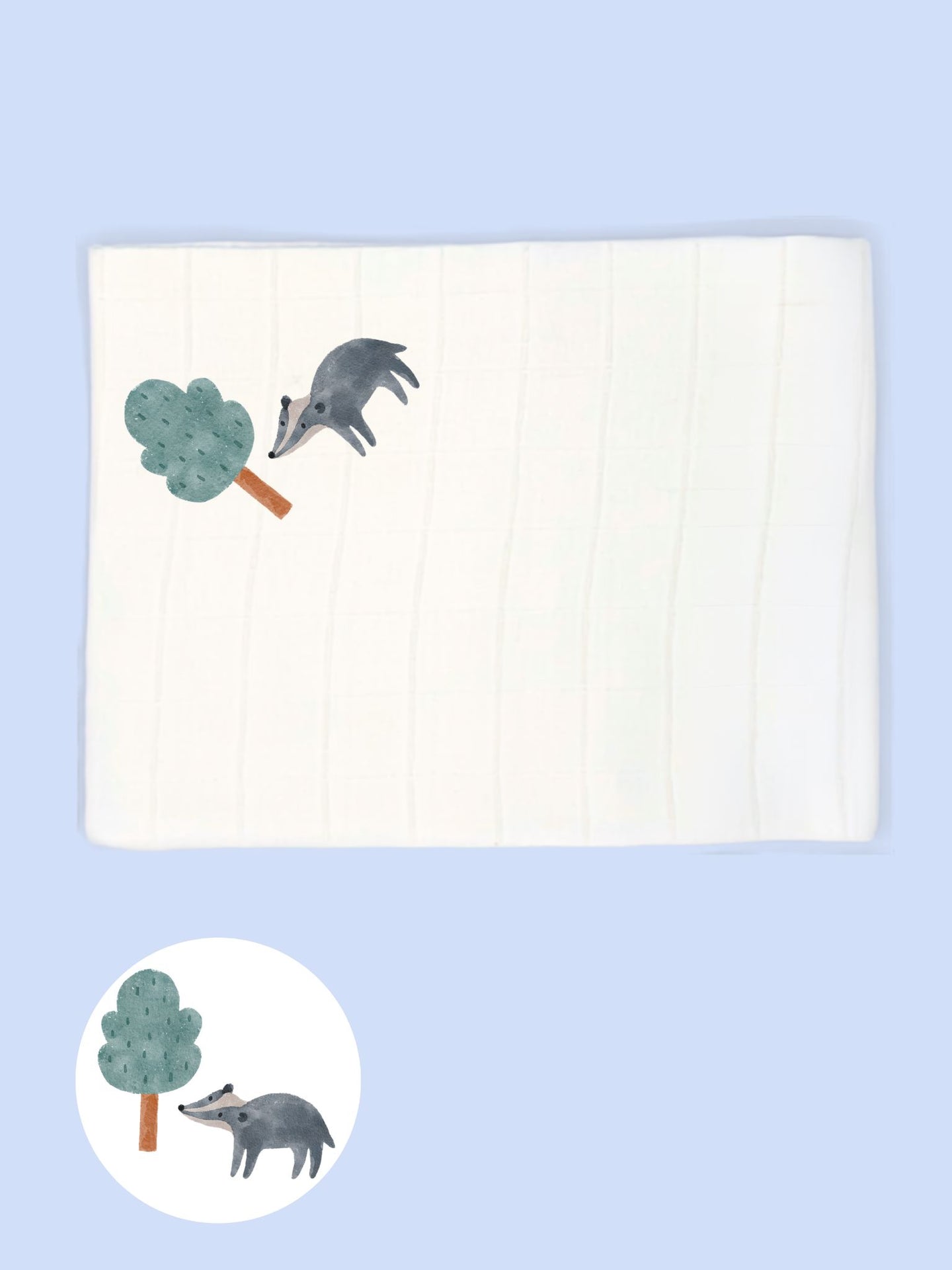 'Brave Badger & Clever Fox' 100% Pure Cotton Muslin - 70cm x 70cm - One Muslin Muslin Little Mouse Baby Clothing & Gifts 