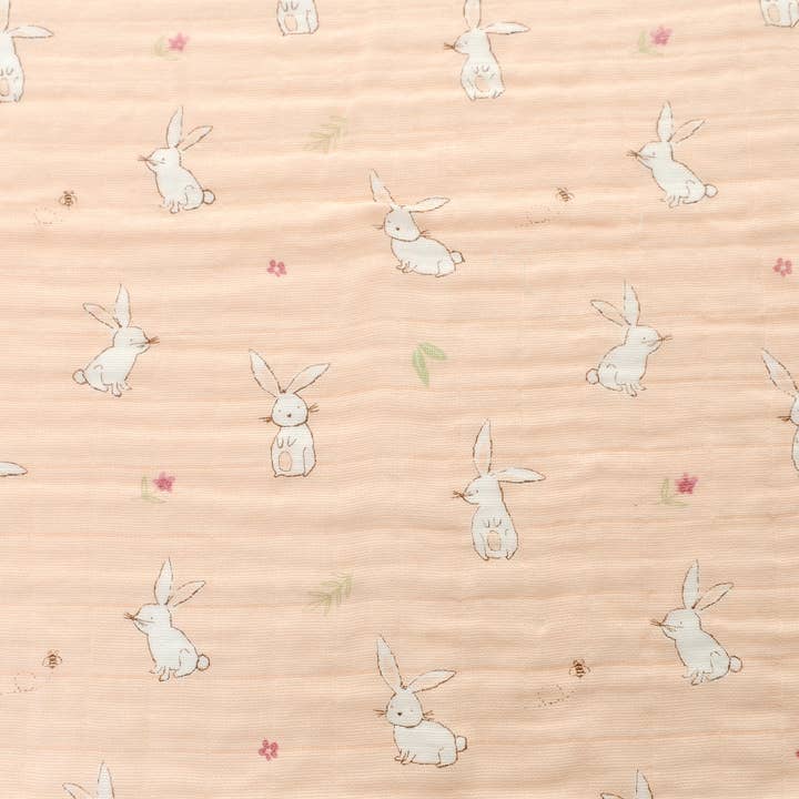 Ziggle Muslin - Pink Bunnies - 80 x 80 cm Swaddle Blanket Ziggle Baby 