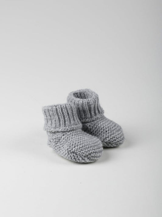 Grey Knitted Booties Booties La Manufacture de Layette 