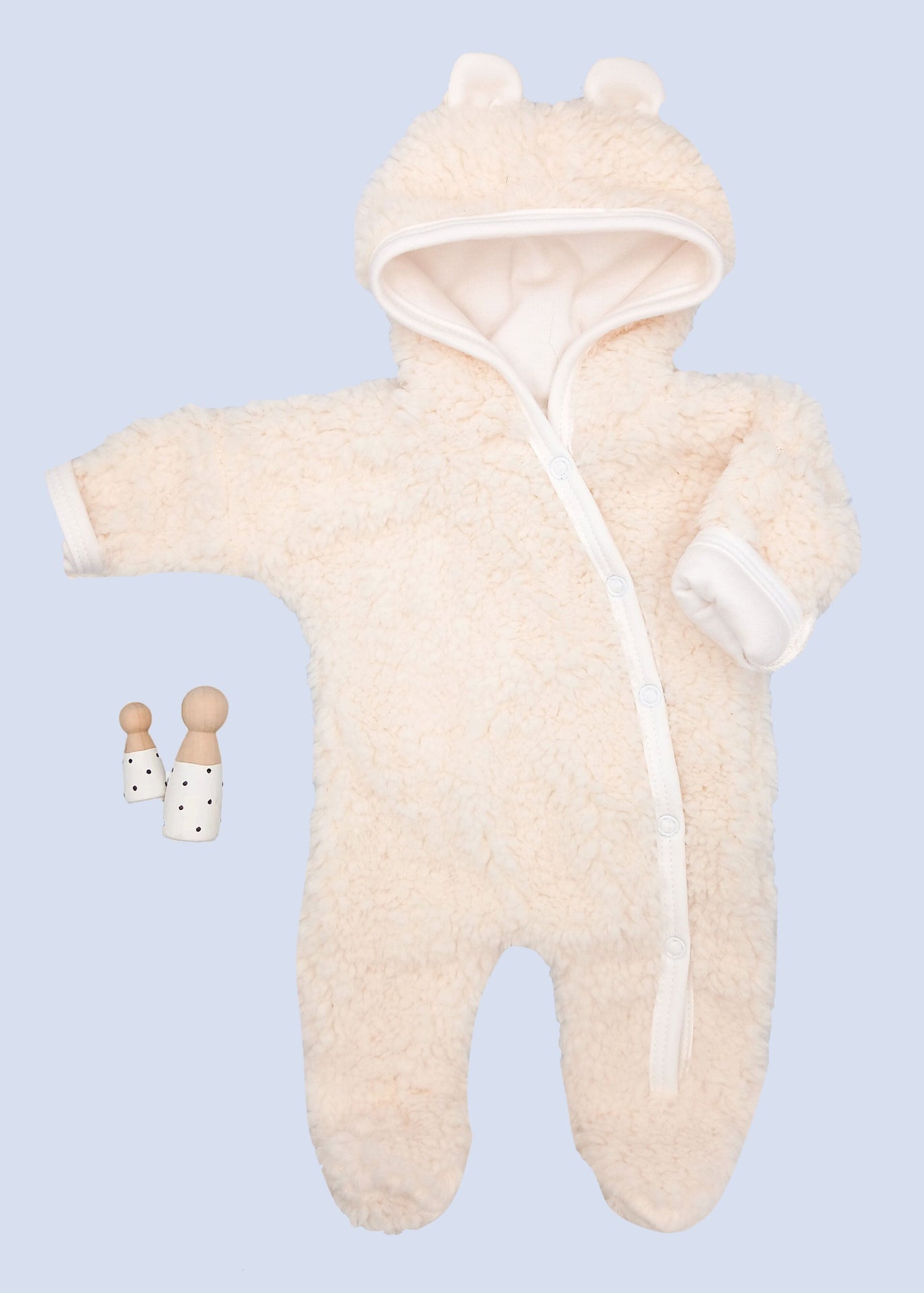 Fluffy Tiny Baby Pramsuit - Cream Tiny & Small
