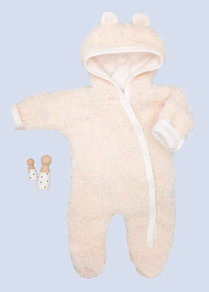 Fluffy Tiny Baby Pramsuit - Cream Tiny & Small