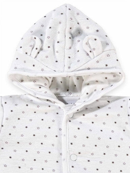 White Starry Snowsuit, Bear Ears on Hood Snowsuit / Pramsuit Dandelion 