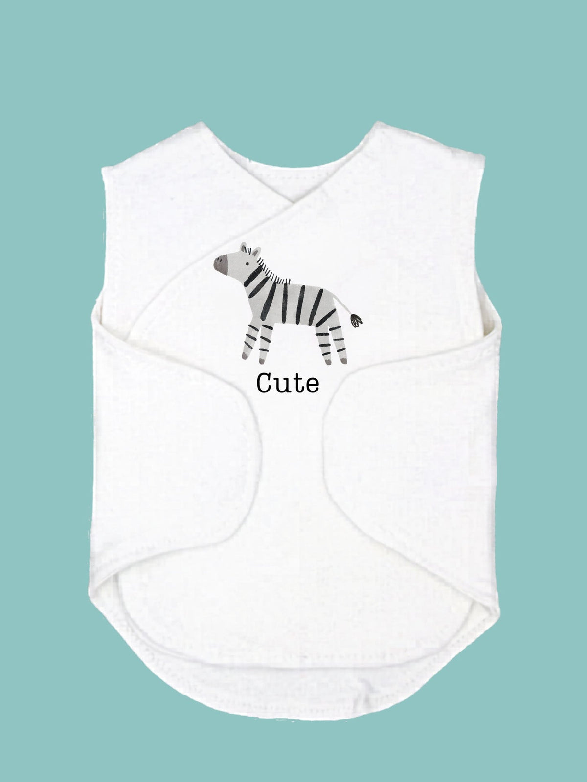 Zebra print organic cotton incubator vest by Little Dreamer, back view