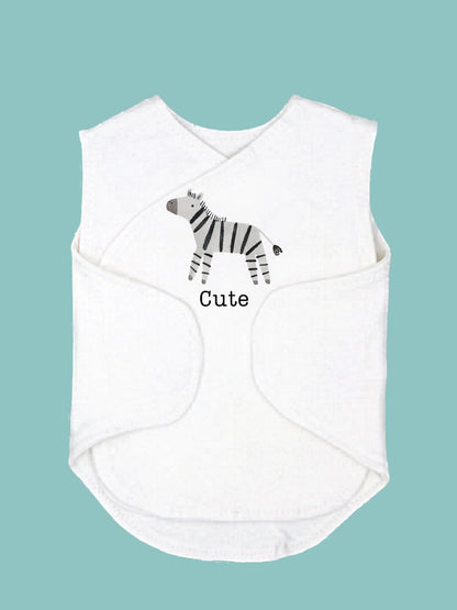 Zebra print organic cotton incubator vest by Little Dreamer, back view