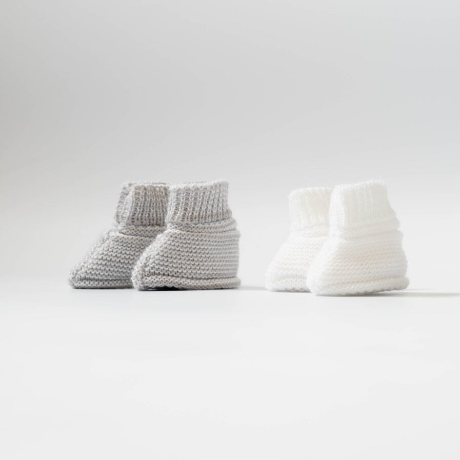 Set of 2 Booties - Grey & White Booties La Manufacture de Layette 