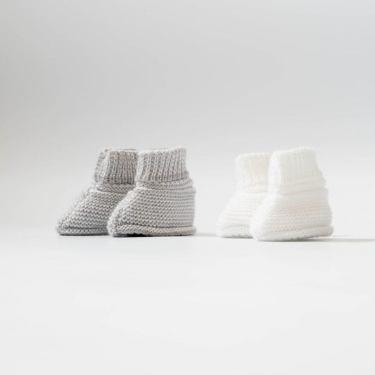 Set of 2 Booties - Grey & White Booties La Manufacture de Layette 