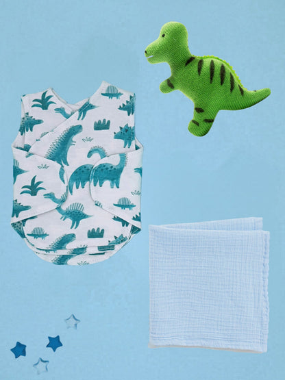 Dinosaur Discovery Gift Box - Incubator Vest, Toy & Muslin Gift Set Little Mouse Baby Clothing & Gifts 