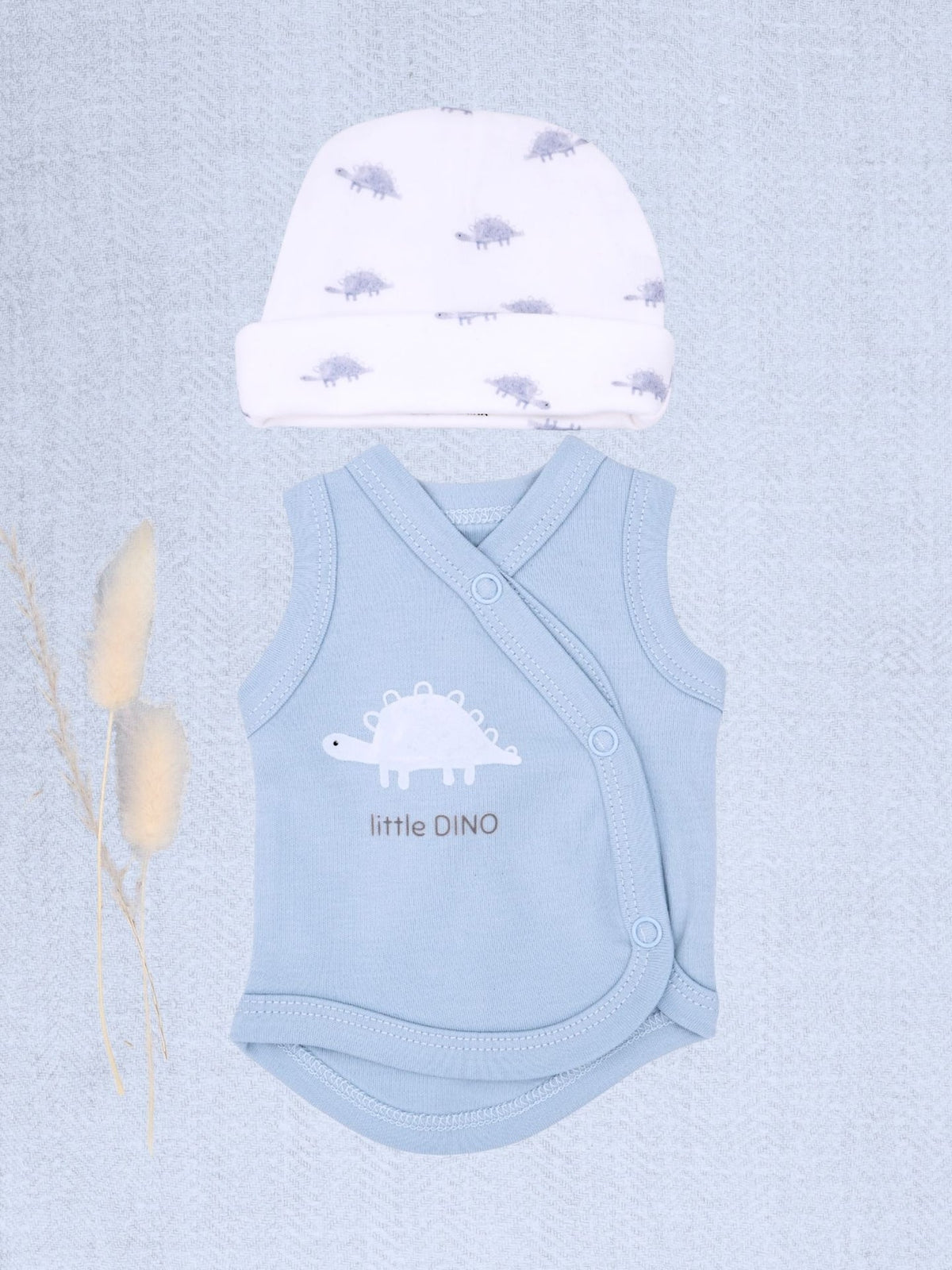 2 Pack Incubator Vest & Hat Sets, Dinos - Organic Cotton