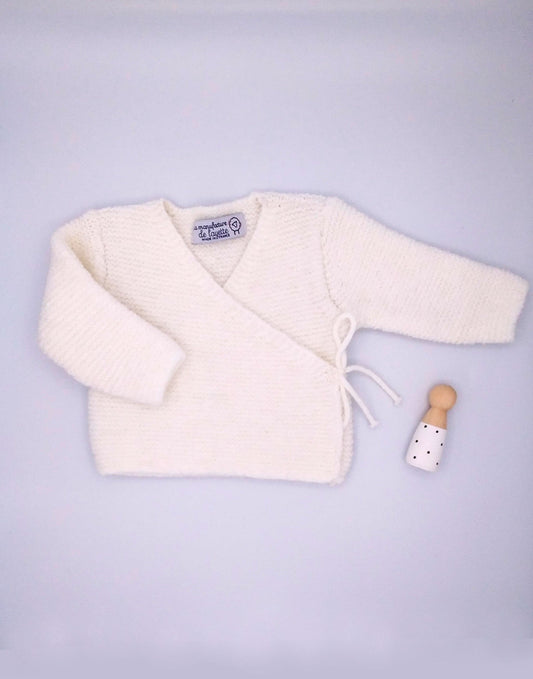 Cream Knitted Wrap-Around Cardigan Cardigan / Jacket La Manufacture de Layette 