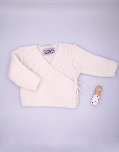 Cream Knitted Wrap-Around Cardigan Cardigan / Jacket La Manufacture de Layette 