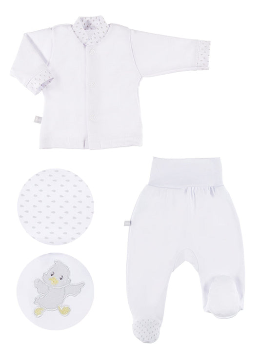 Embroidered Chick Trousers & Top Set - White Top & Trousers EEVI 