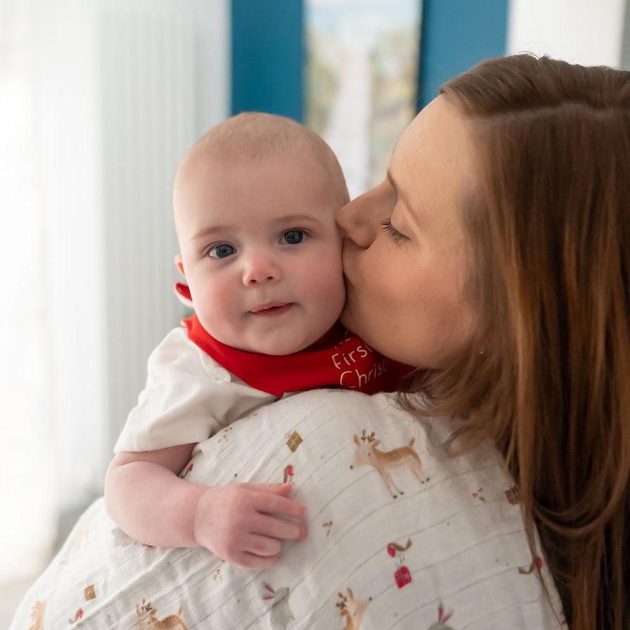 Ziggle Muslin - Christmas Reindeer & Rabbit - 80 x 80 cm