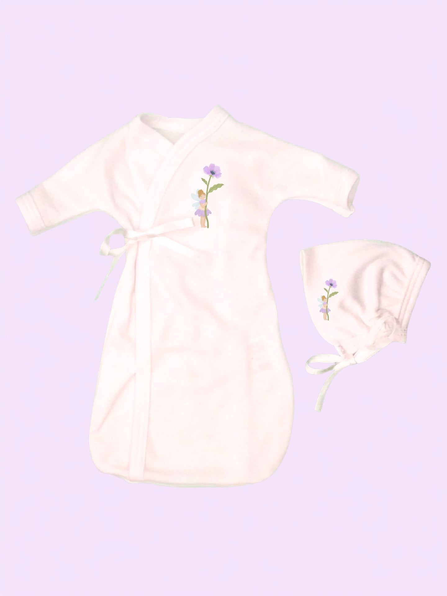 Flower Fairy Baby Bereavement Gown & Bonnet, Organic (Burial Gown) Bereavement gown Tiny & Small 