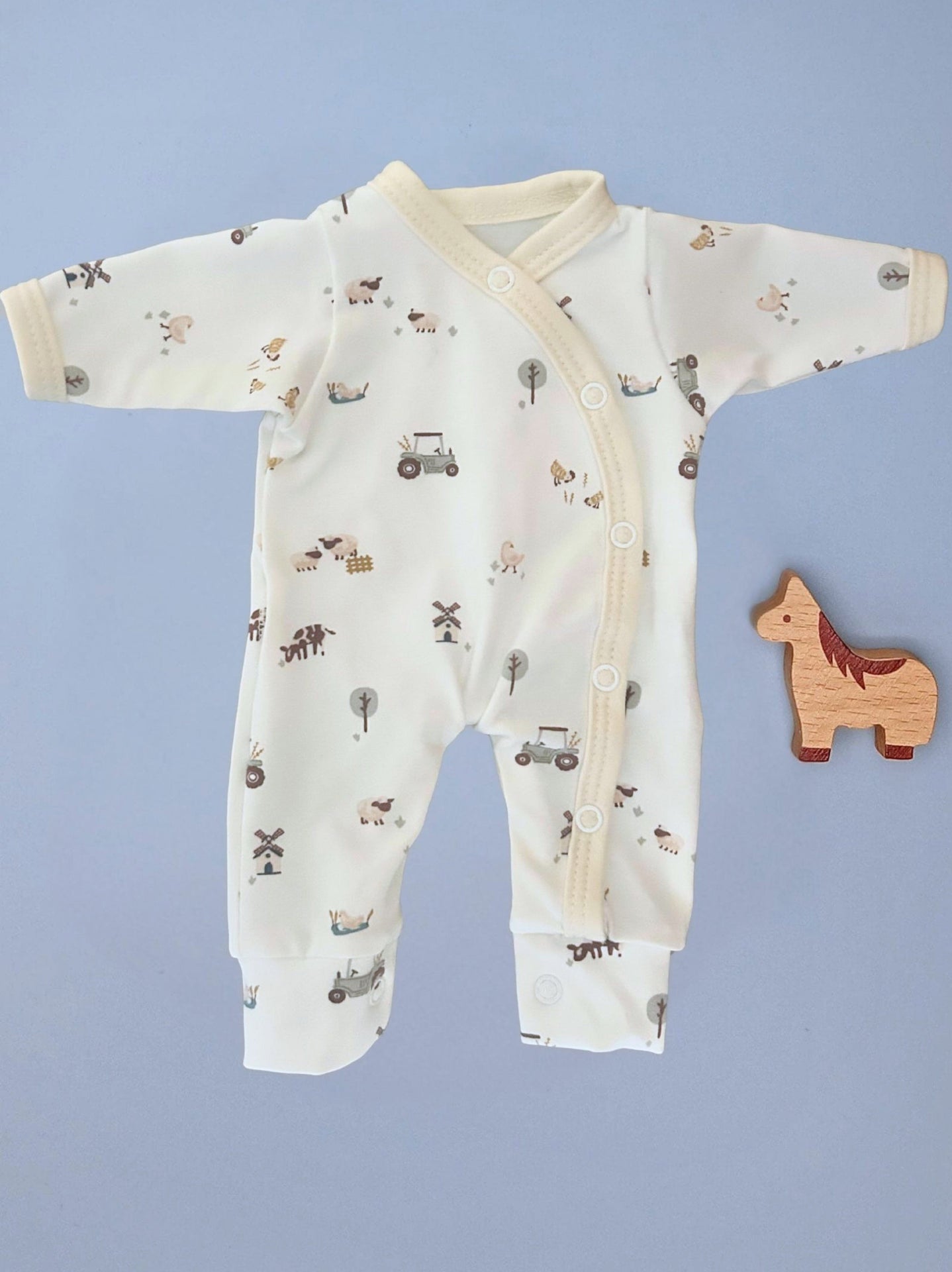 Prem Baby Sleepsuit, Farmtime Tiny & Small