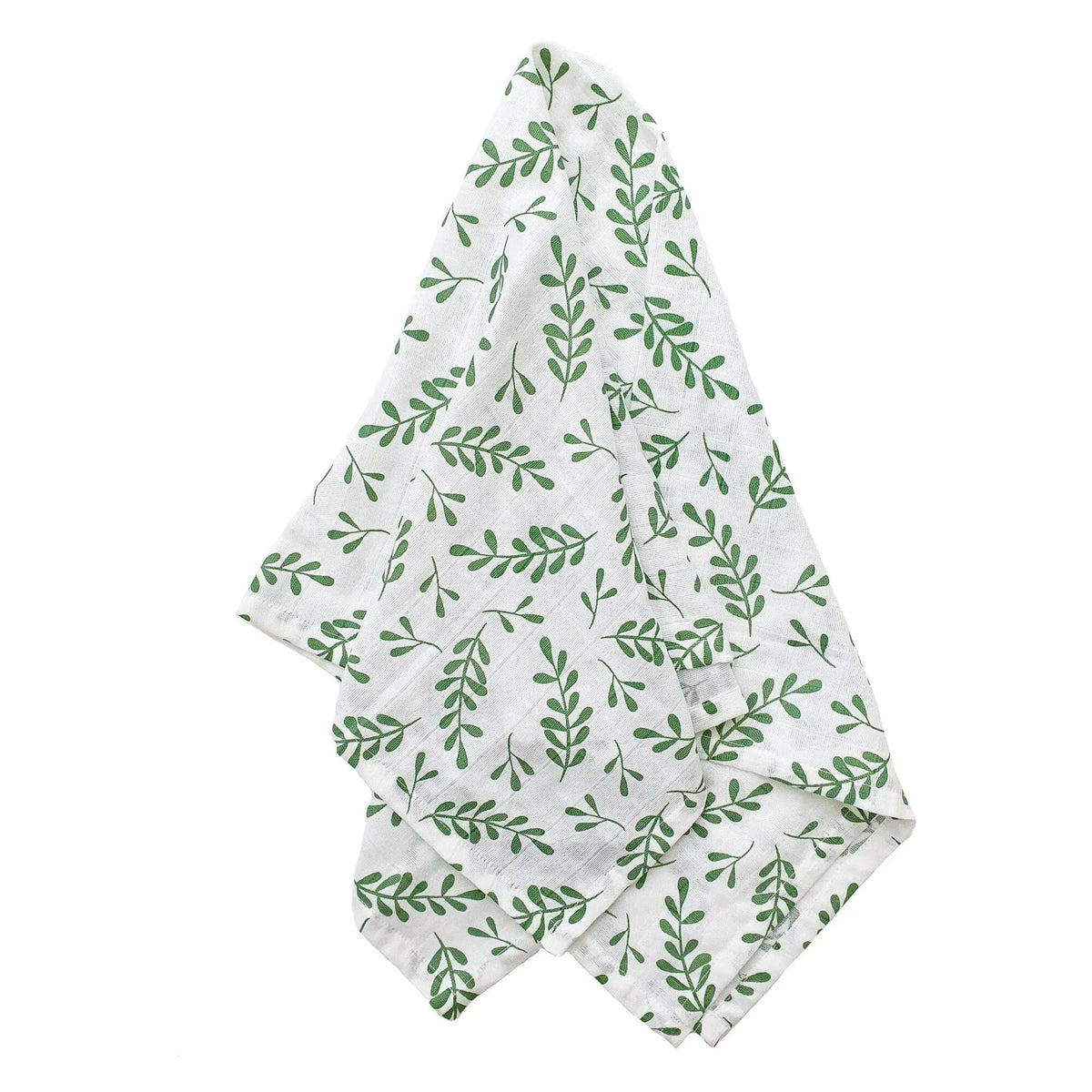 Green floral 100% pure cotton muslin square 70x70cm by Summerville, front