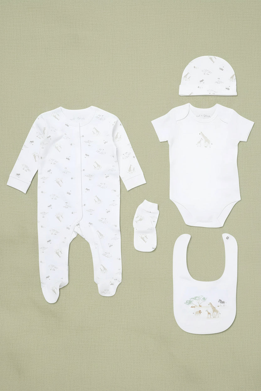 'Soft Safari' 5 Piece Layette Gift Set Set Rock a Bye Baby 