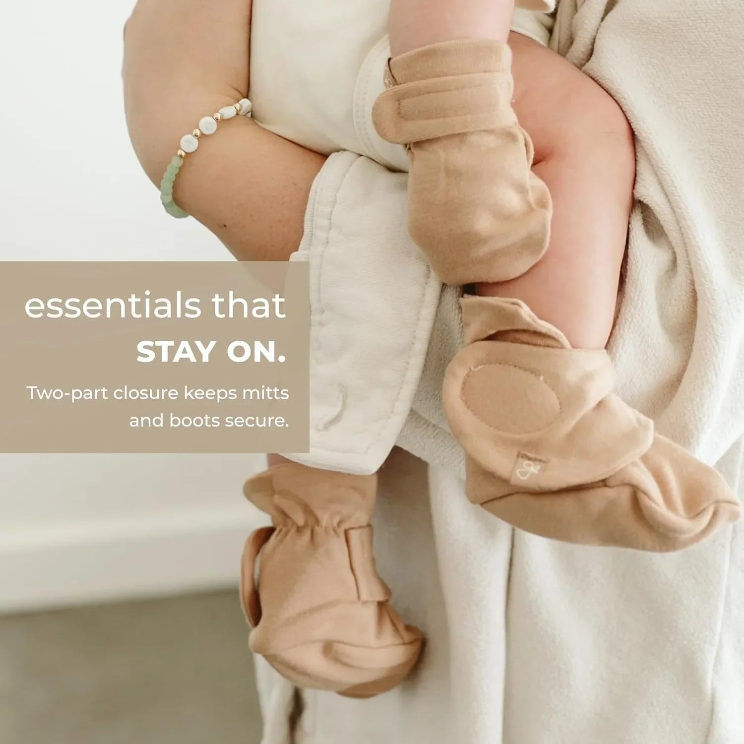 Stay-On Scratch Mittens - Grey & Cream Scratch Mitts Goumikids 