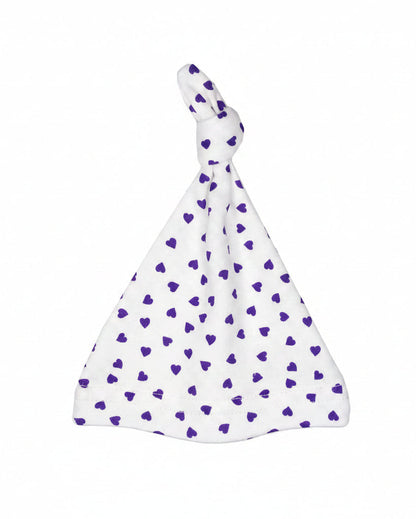 Purple heart knotted premature baby hat by Little Mouse