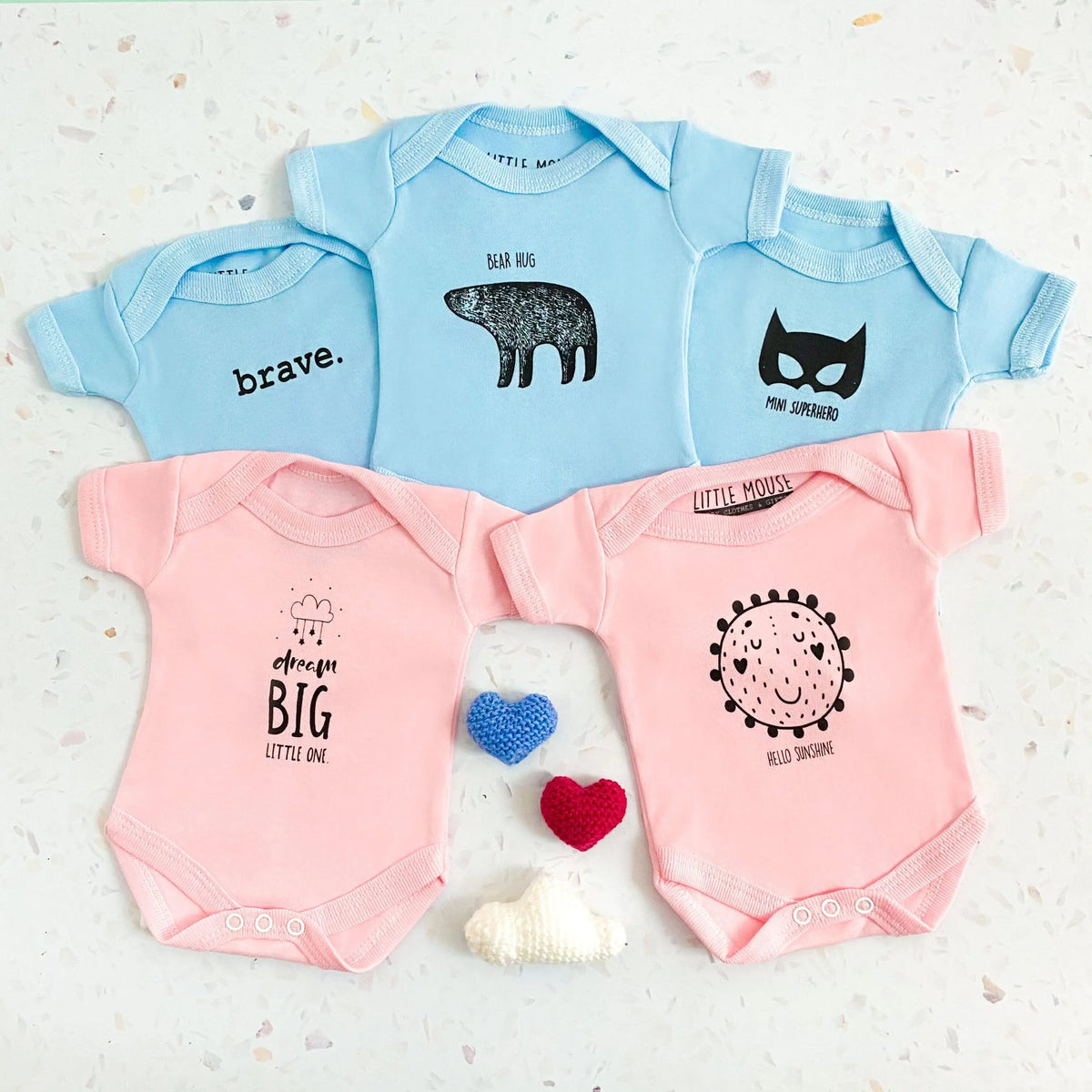 Pink "Dream Big Little One" premature baby bodysuit, back view