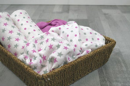 100% Pure Cotton Muslin - 70cm x 70cm - Spots (One Muslin) Muslinz