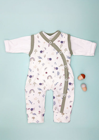 Dungaree & Top Set, Acorn Wood (Khaki Trim) Dungaree Tiny & Small 