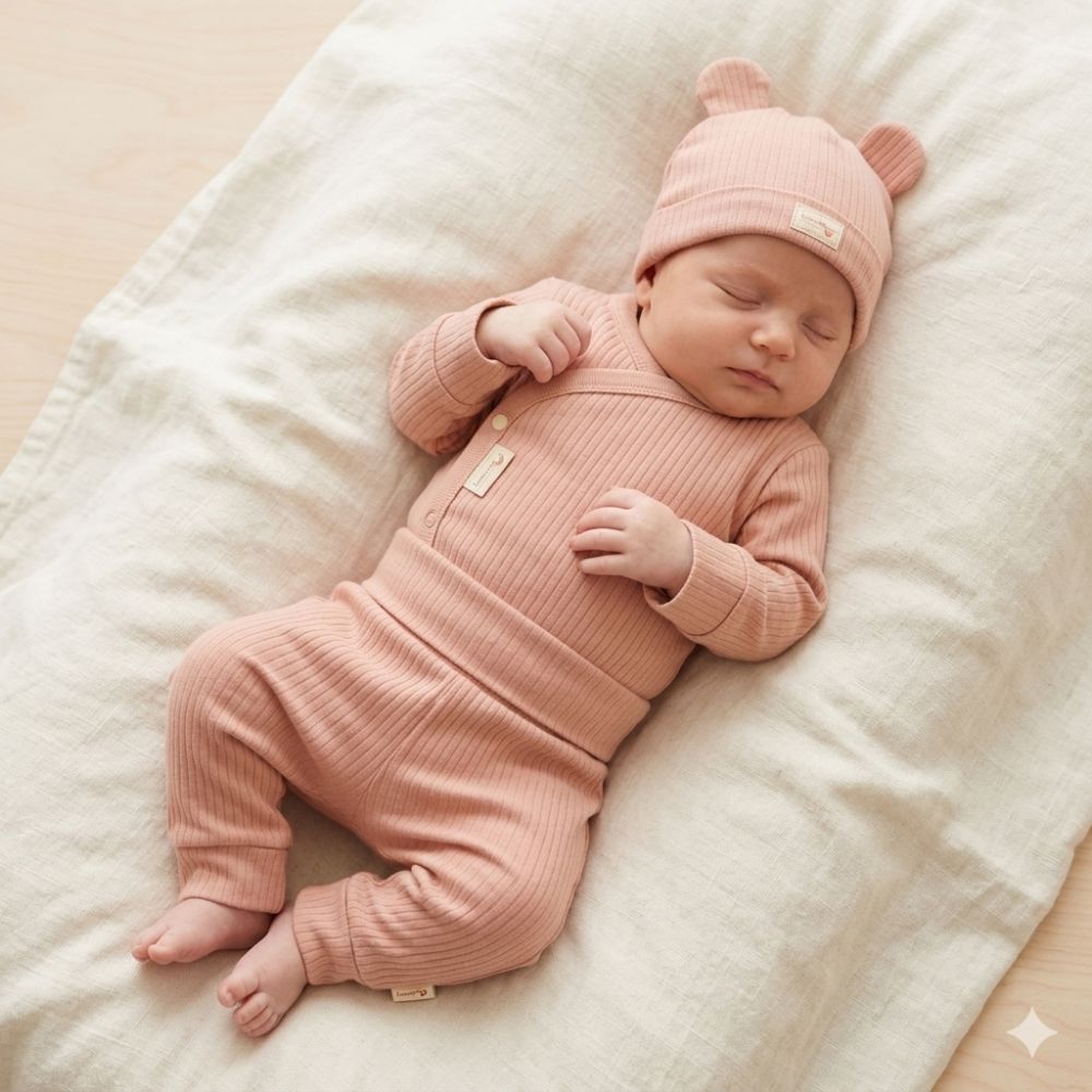 3 Piece Organic Baby Gift Set - Rose Pink Set HomeGrown Baby 