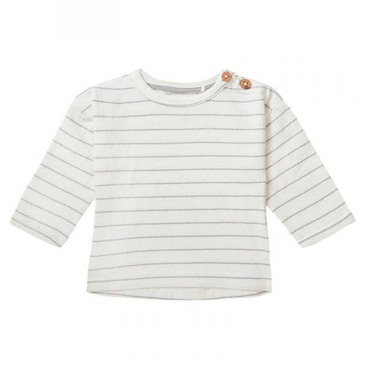 Long Sleeve Stripe Top, Whisper White - Organic Cotton Top / T-shirt Noppies 