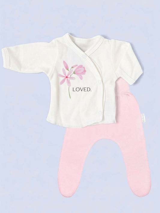 100% Cotton Premature Top & Trouser Set - Pink Geranium Choice of trousers Top & Trousers Tiny & Small 3-5lb Pink Trousers 