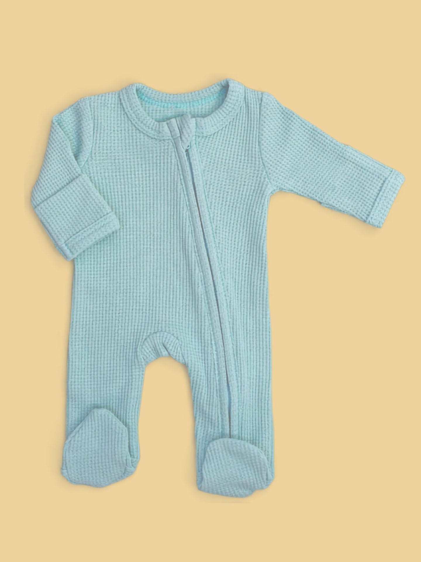 Tiny Baby Sleepsuit With Zips, Integrated Mitts, Footed - Mint Green/Blue Sleepsuit / Babygrow Little Dreamer 