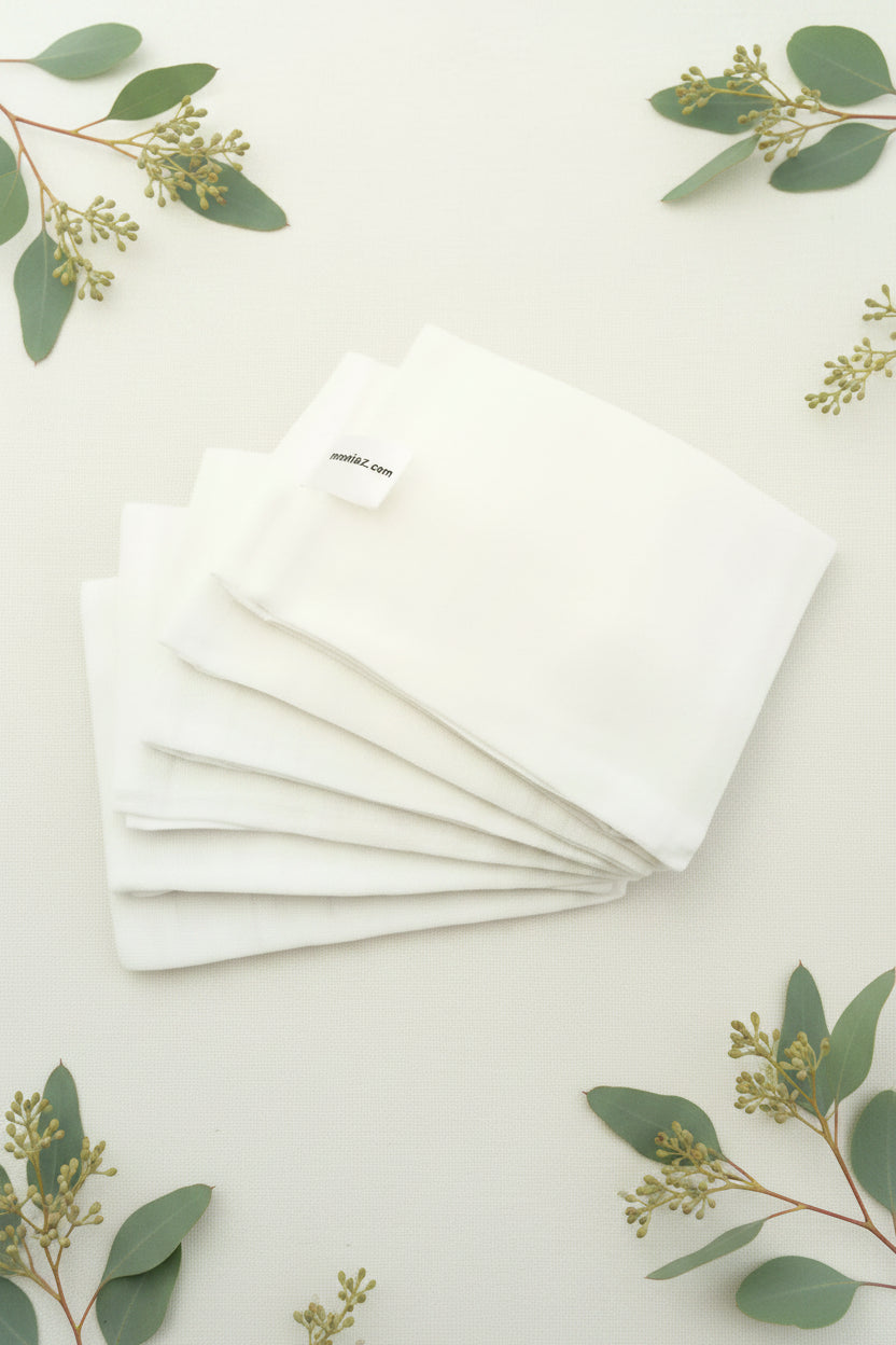 White 100% pure cotton muslin square 70x70cm by Muslinz, front
